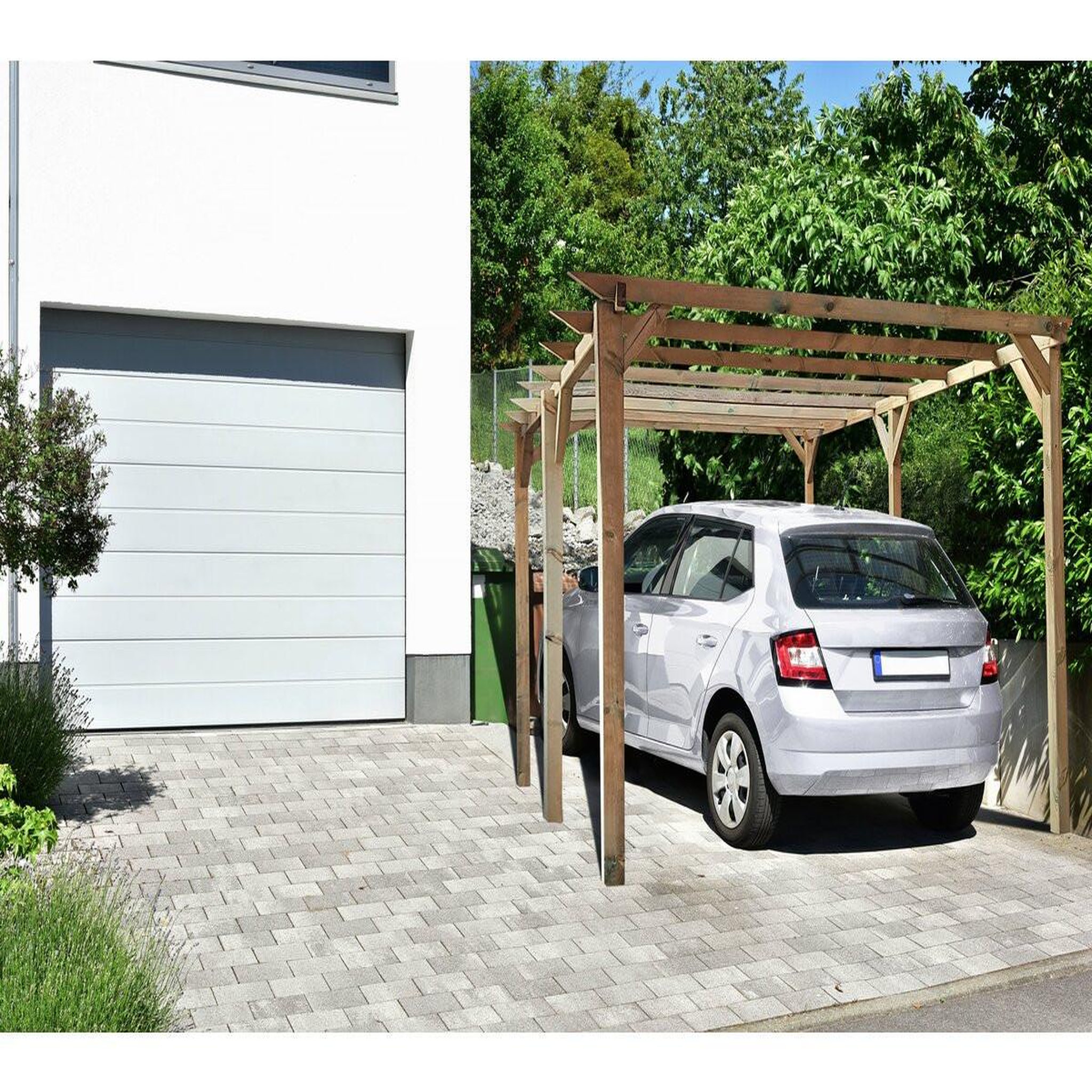 Voir la diapositive 2 : Habitat et Jardin Carport voiture en bois  sunny  3 x 5 m