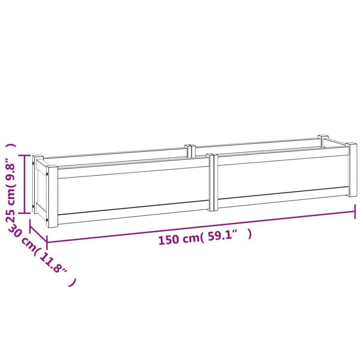 VIDAXL Lit sureleve 150x30x25 cm bois massif de teck