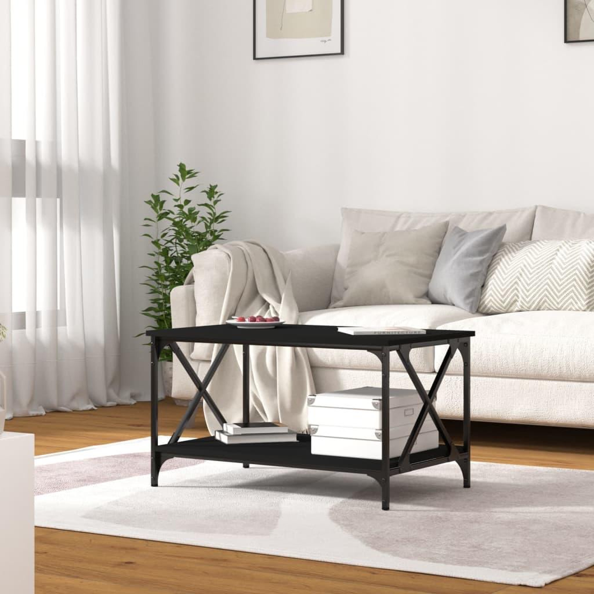 Voir la diapositive 3 : VIDAXL Table basse Noir 80x50x45 cm Bois d'ingenierie et fer