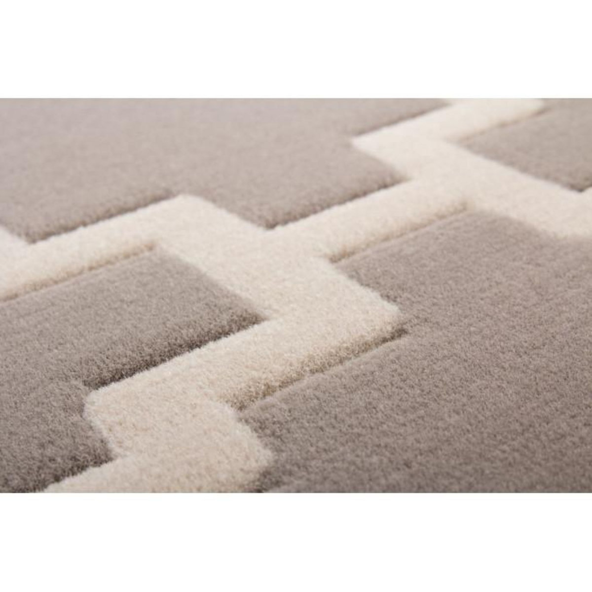 Paris Prix Tapis Imprimé Losange à Poils Courts  Lina  Taupe