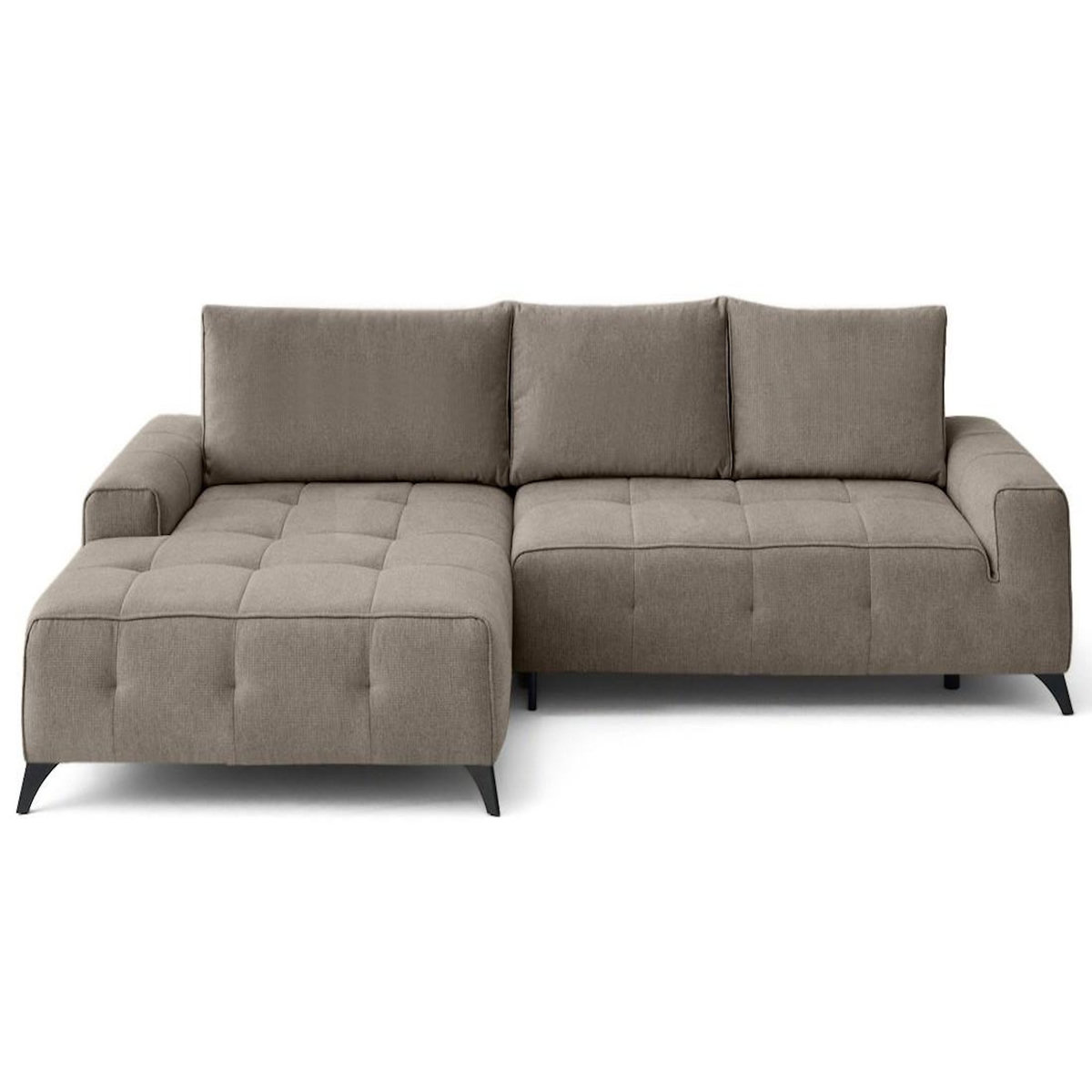 BEST MOBILIER Rimini - canapé d'angle gauche 4 places convertible avec coffre en tissu texturé