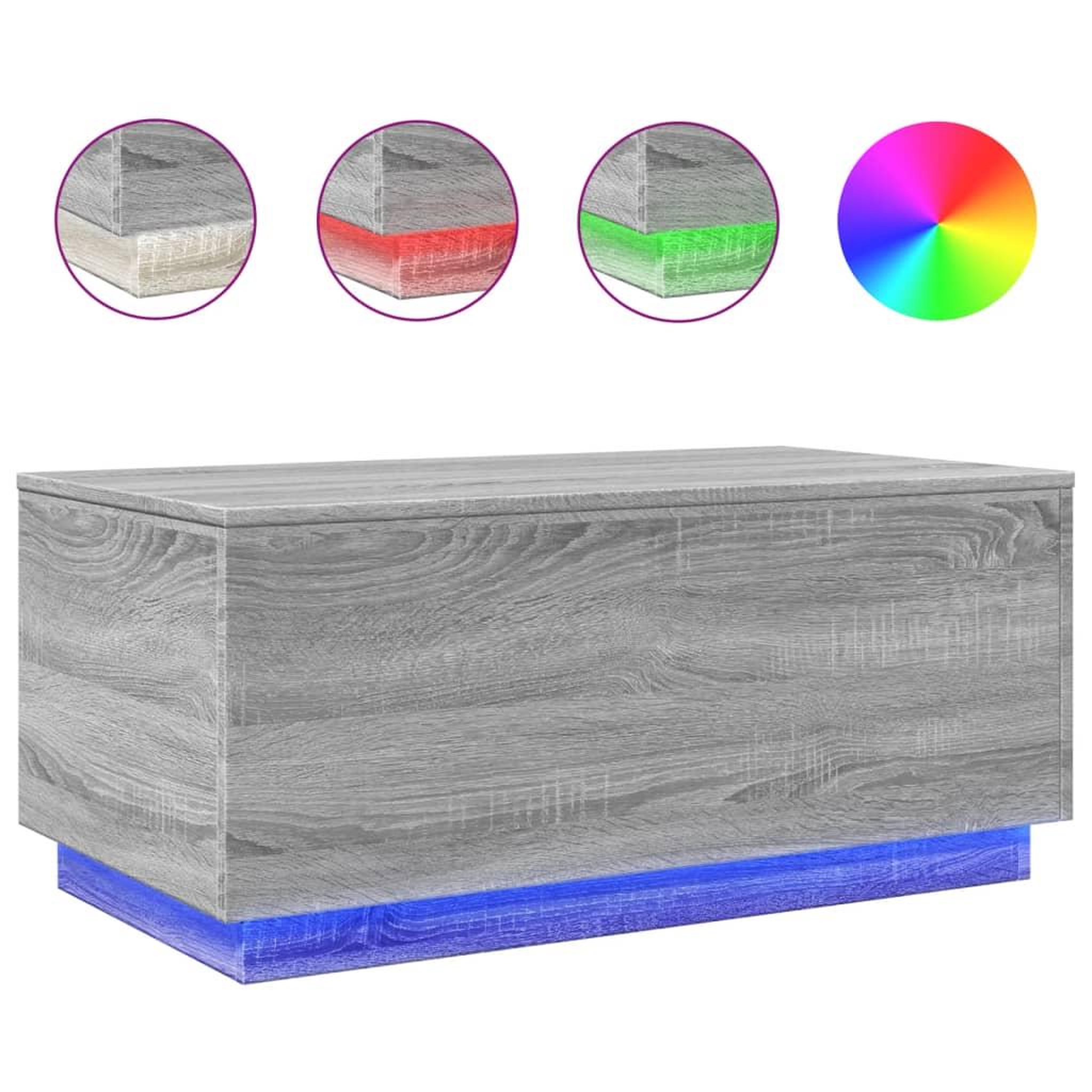 Voir la diapositive 2 : VIDAXL Table basse avec lumieres LED gris sonoma 90x50x40 cm