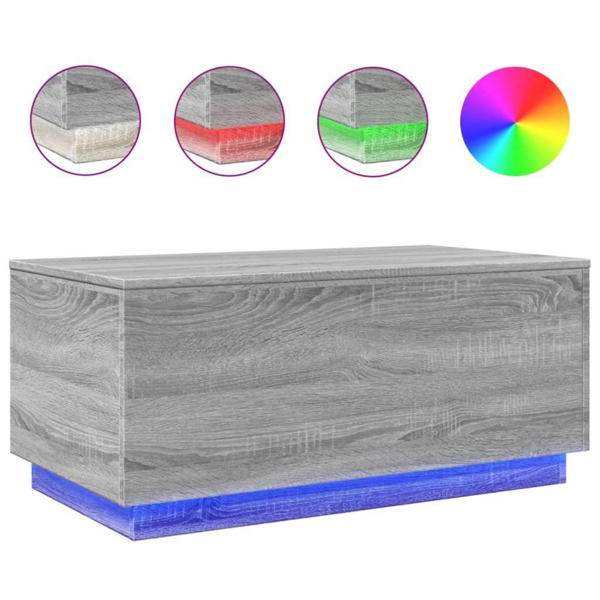VIDAXL Table basse avec lumieres LED gris sonoma 90x50x40 cm