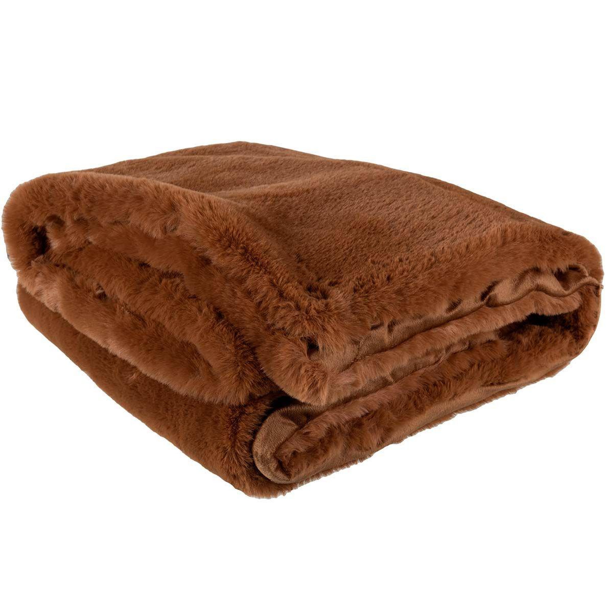 J-LINE Plaid imitation fourrure  cutie  130x180cm sienna