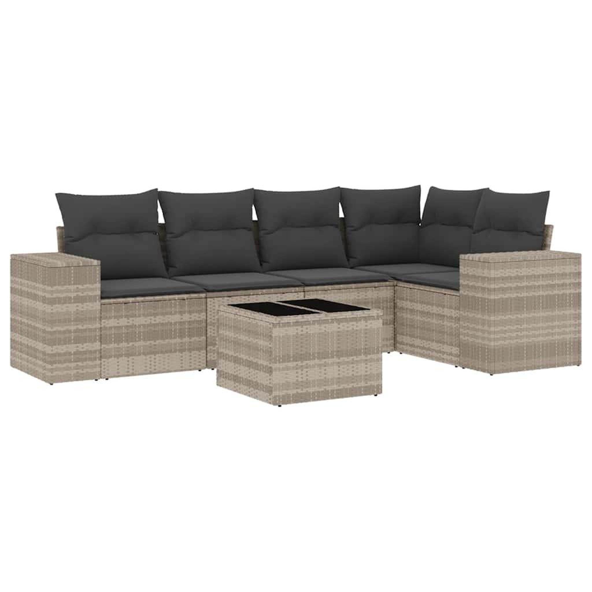 Voir la diapositive 2 : VIDAXL Salon de jardin 6 pcs avec coussins gris clair resine tressee