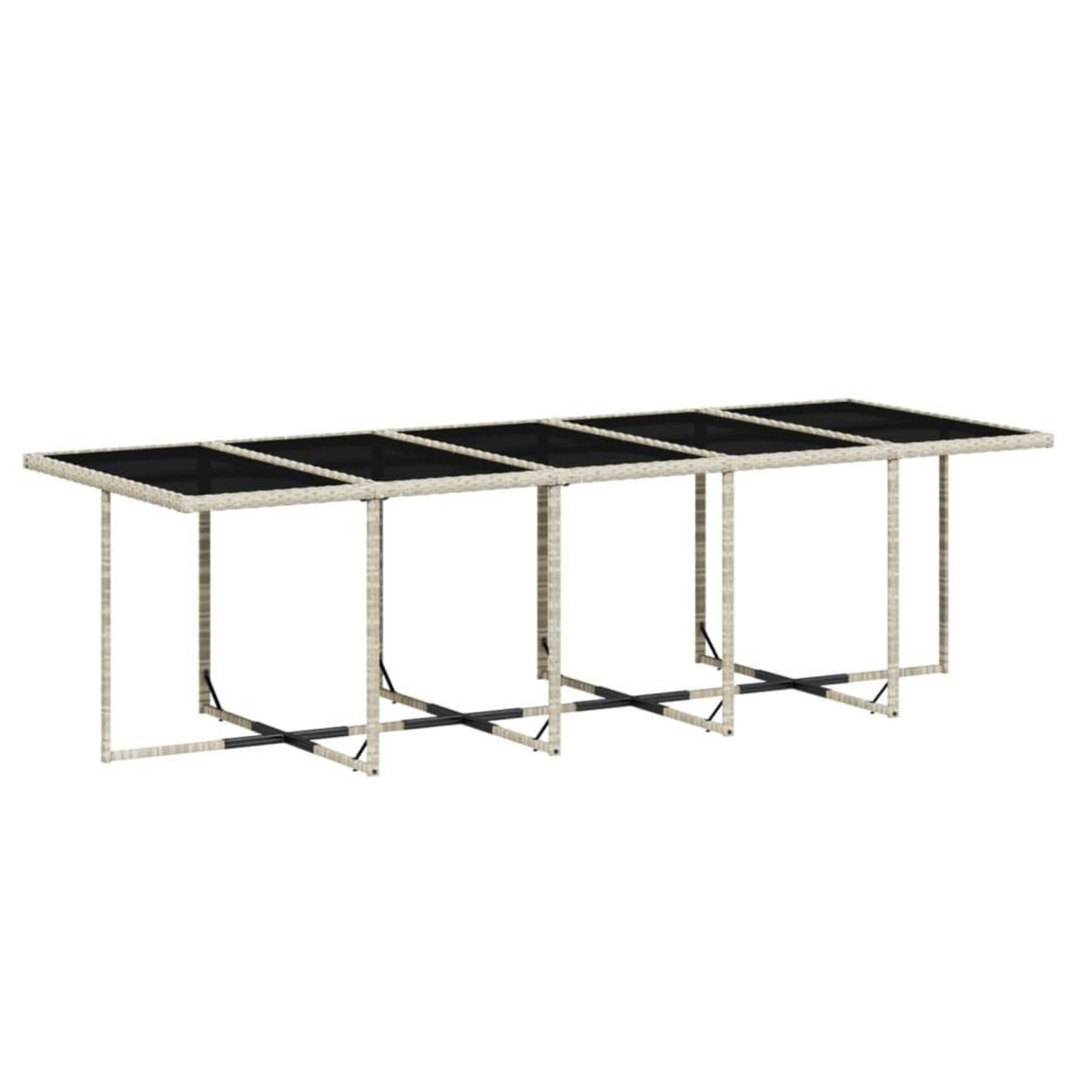 VIDAXL Ensemble a manger de jardin et coussins 15 pcs gris clair rotin