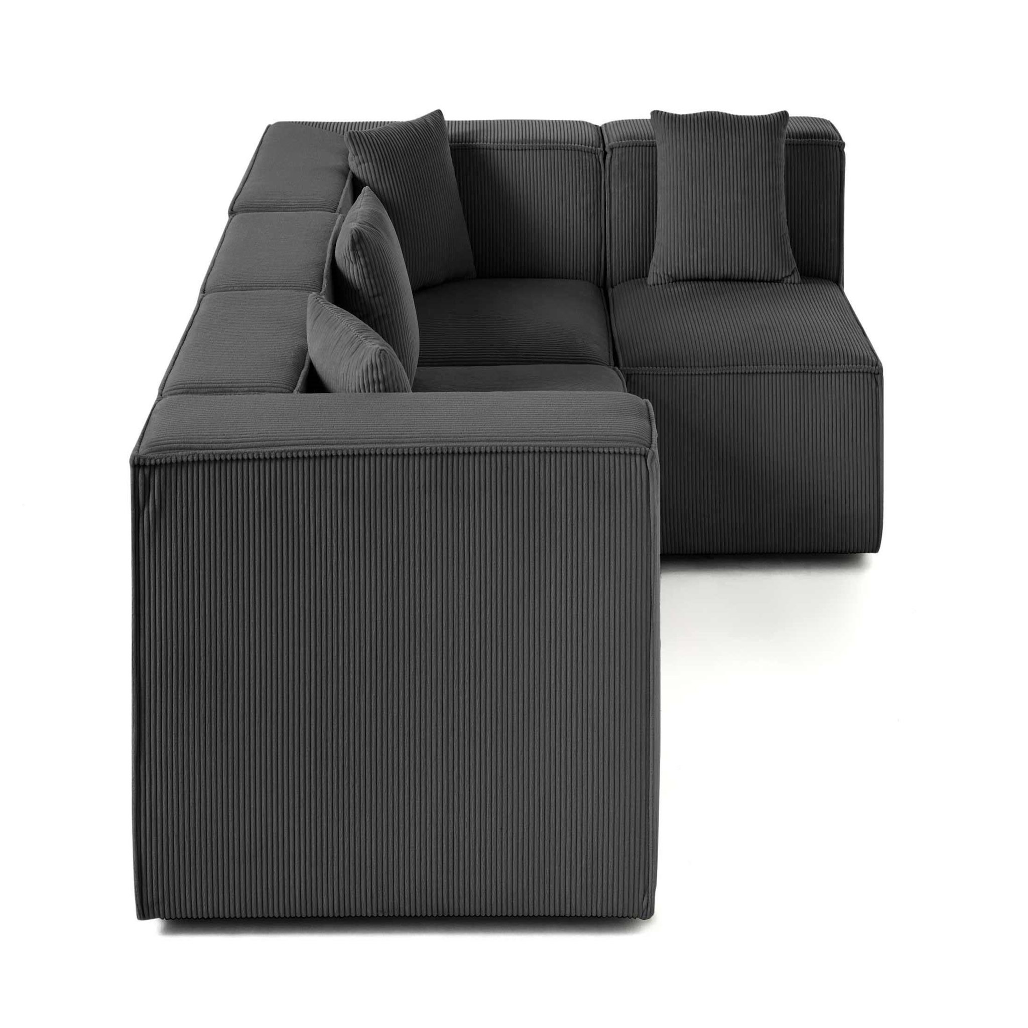 Voir la diapositive 4 : LISA DESIGN Arty - canapé modulable d'angle droit 4 places - en velours côtelé