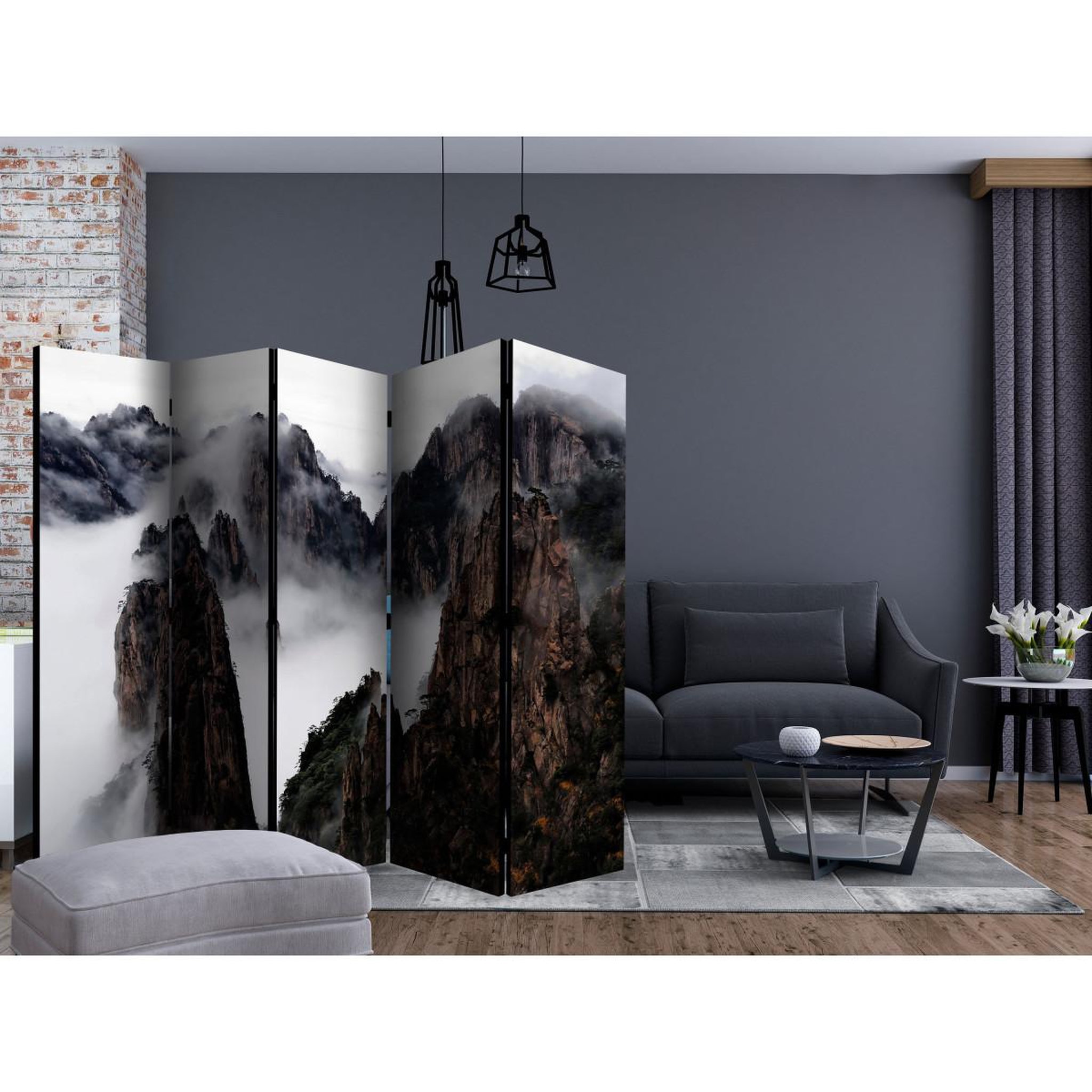 Voir la diapositive 2 : Paris Prix Paravent 5 volets  sea of clouds in huangshan mountain, china  172x225cm