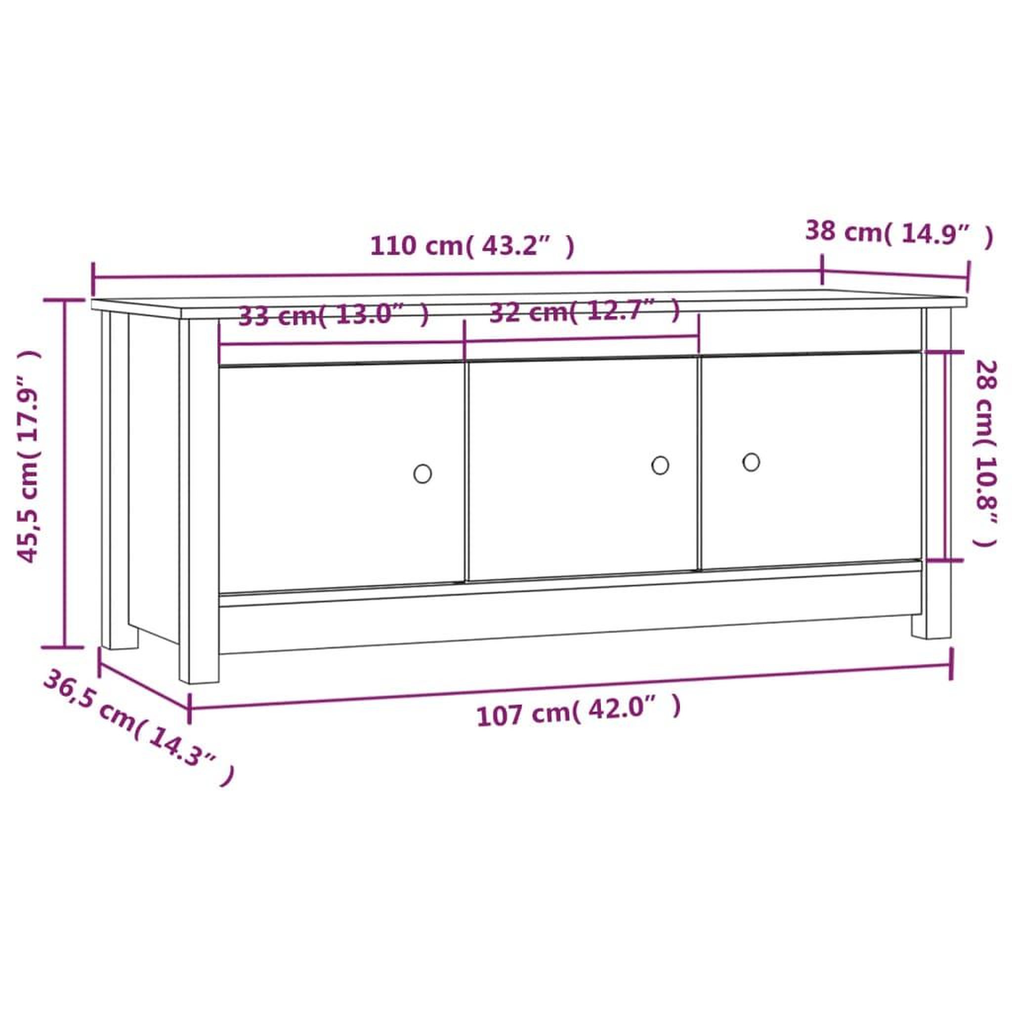 Voir la diapositive 6 : VIDAXL Armoire a chaussures Blanc 110x38x45,5 cm Bois de pin massif