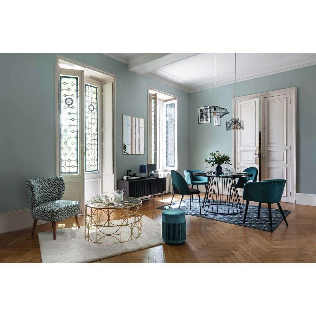 ATMOSPHERA Table basse verre et métal - Doré