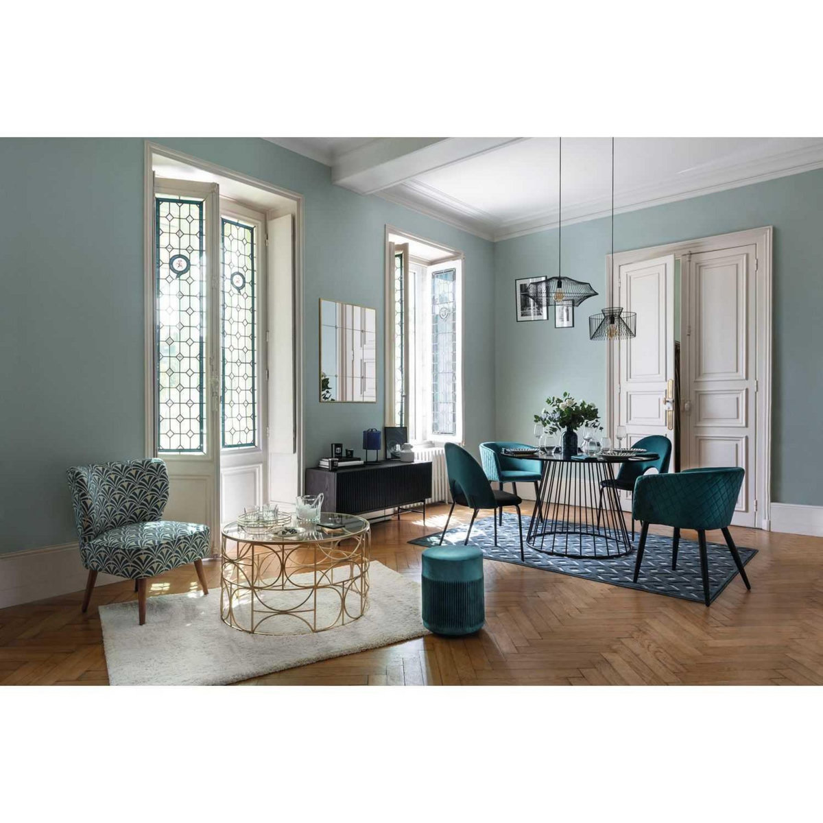 ATMOSPHERA Table basse verre et métal - Doré