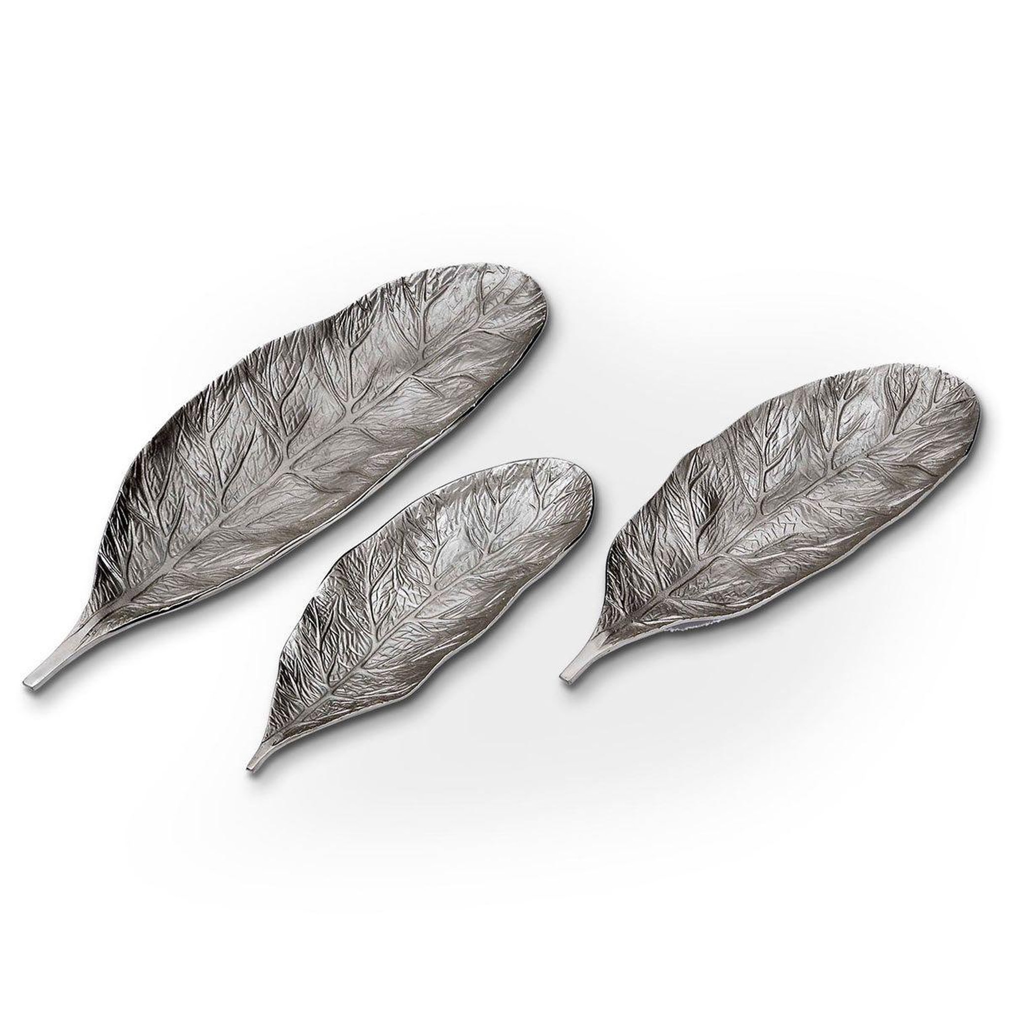 Paris Prix Lot de 3 Plateaux de Présentation  Leaf  64cm Argent