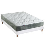 IDLITERIE Ensemble + matelas Ressort 7 zones Face Hiver/Eté différente HYGGE Fabriqué en France. Coloris disponibles : Gris, Vert, Bleu