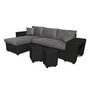 Voir la diapositive 6 : Canapé d'angle convertible avec coffre 3 places + 2 poufs à droite et étagère à gauche MACHA