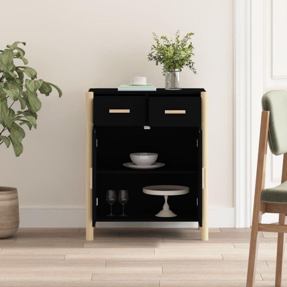 VIDAXL Buffet Noir 62x38x75 cm Bois d'ingenierie