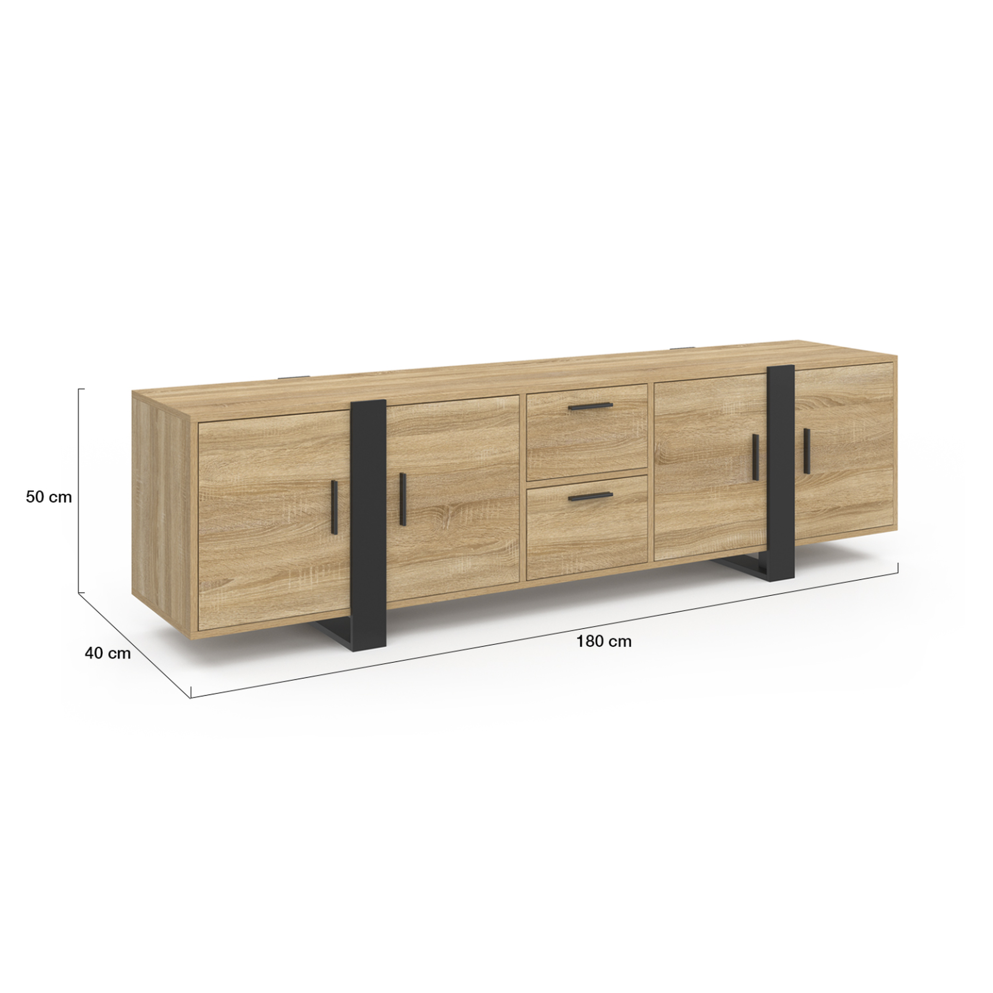 Voir la diapositive 5 : ID MARKET Meuble tv 180 cm phoenix avec rangements bois et noir