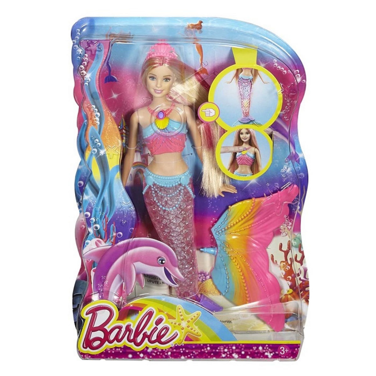 BARBIE Poupée Barbie Sirène Lumières et Couleurs - Barbie