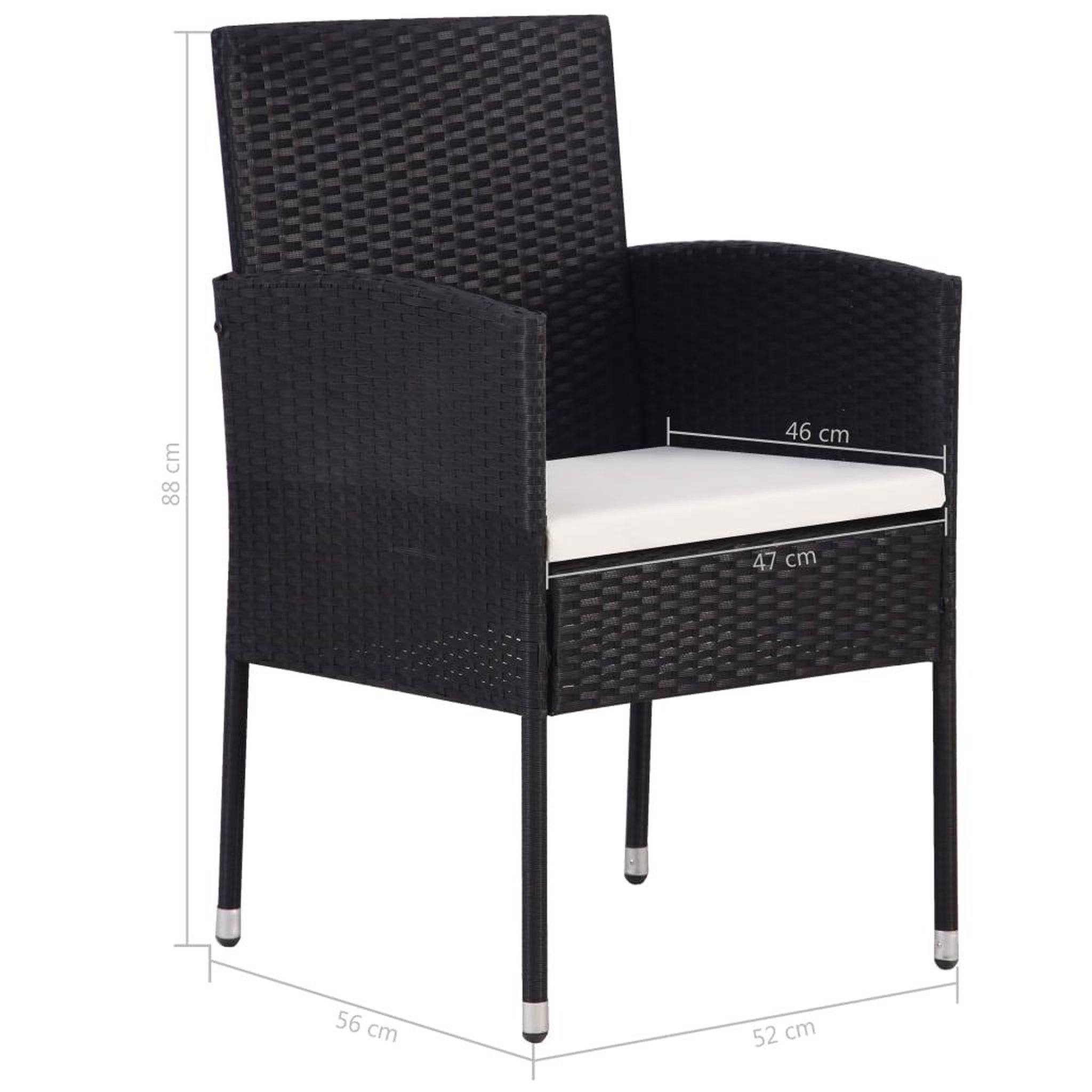 Voir la diapositive 6 : VIDAXL Ensemble a manger de jardin 7 pcs Noir