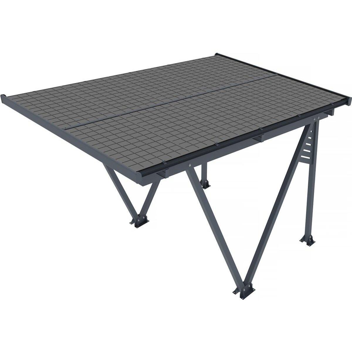 Habitat et Jardin Ombrière Carport solaire avec panneaux photovoltaïques - 366 x 575 x 366 cm - Gris - 4,1 kW