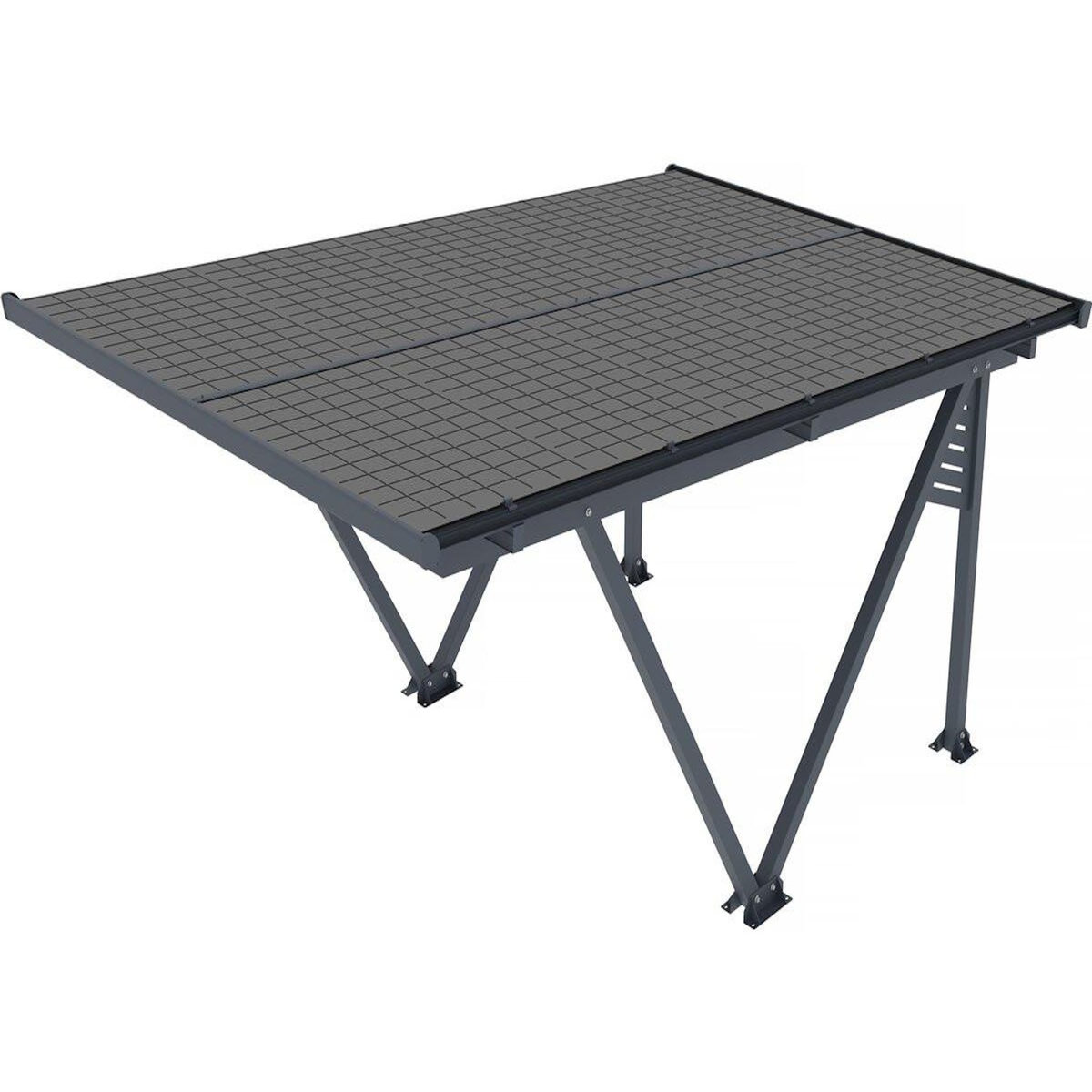 Habitat et Jardin Ombrière Carport solaire avec panneaux photovoltaïques - 366 x 575 x 366 cm - Gris - 4,1 kW