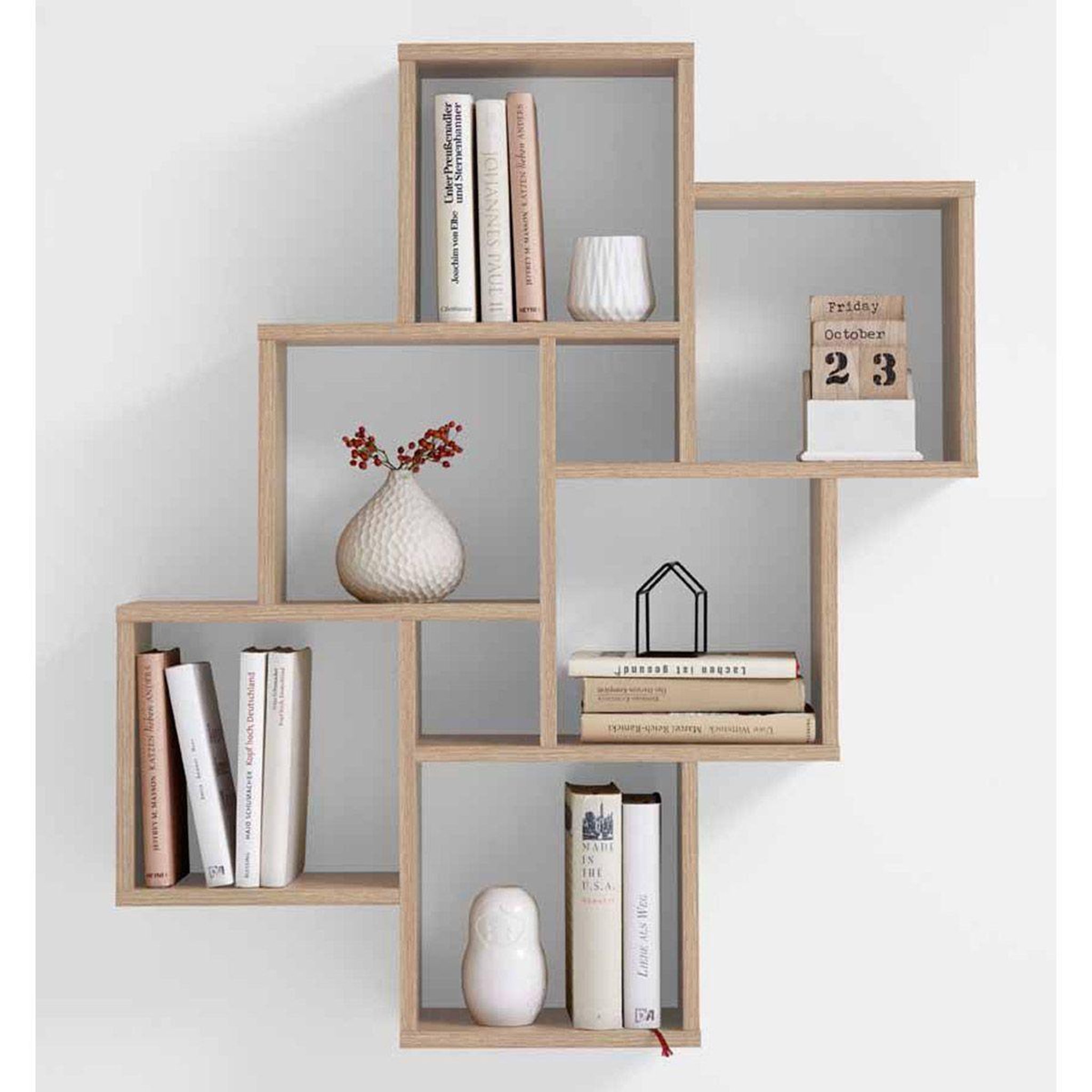 Voir la diapositive 2 : Paris Prix Étagère murale design  riolo  94cm chêne