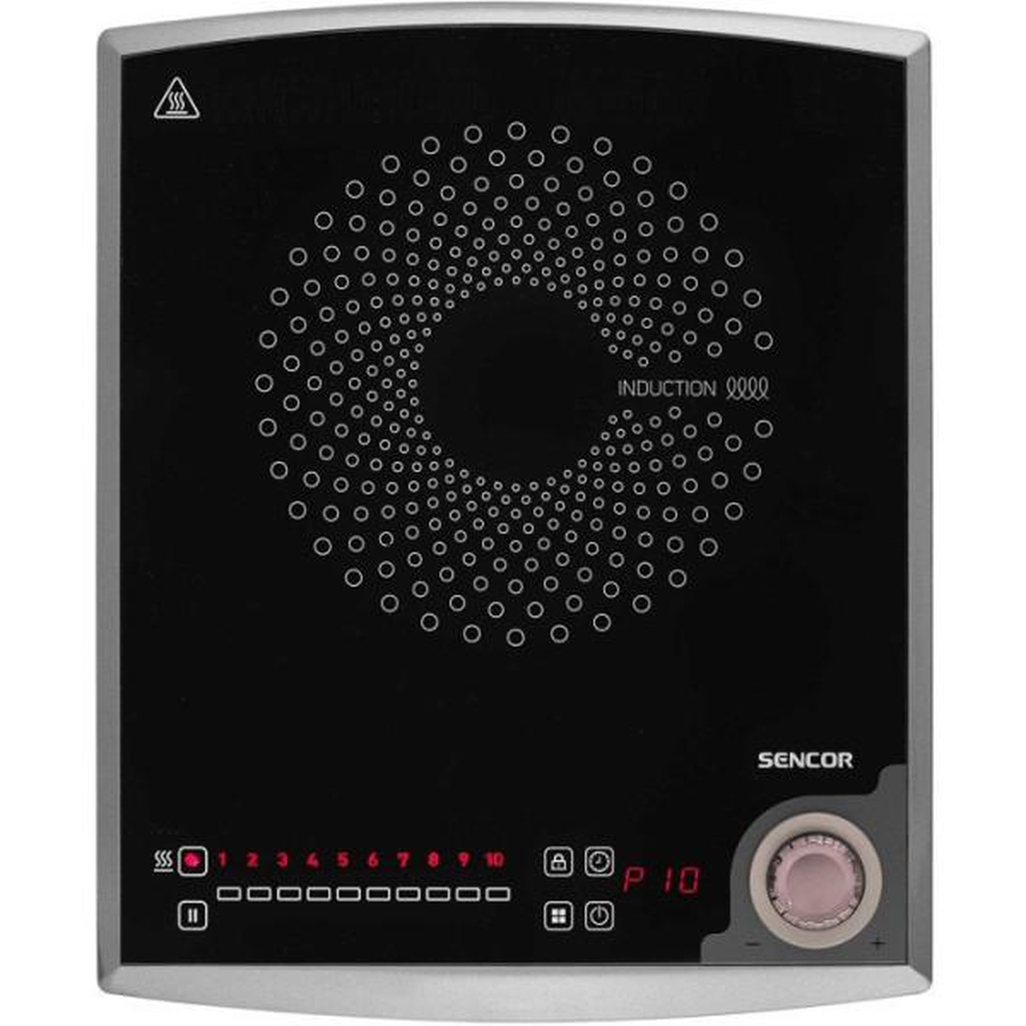 Voir la diapositive 2 : MARKET24 Plaque de cuisson a induction Sencor SCP 3414GY - 1 foyer - Commandes tactiles - 10 niveaux - Compacte - 2000 W - Noire