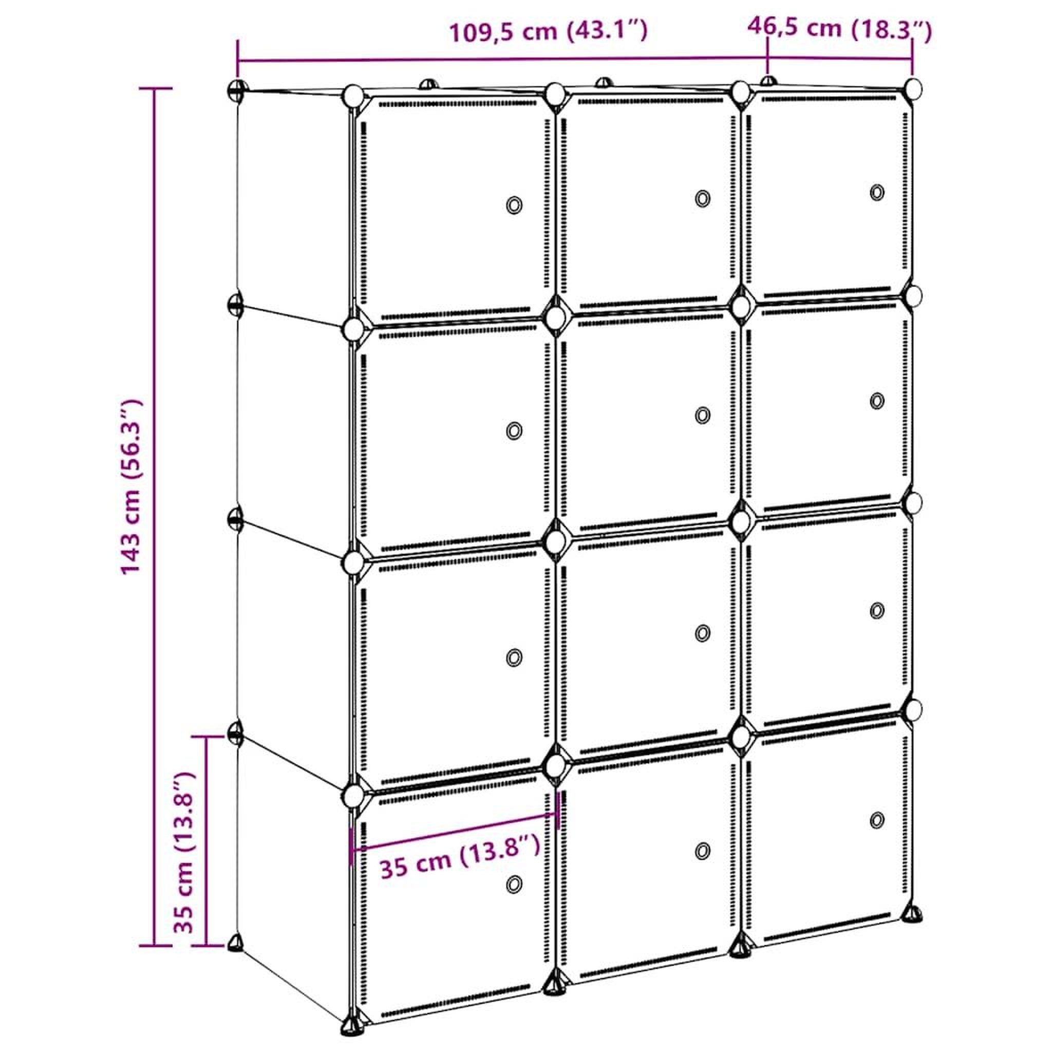 Voir la diapositive 6 : VIDAXL Cubes de rangement 12 pcs avec tiges de suspension PP