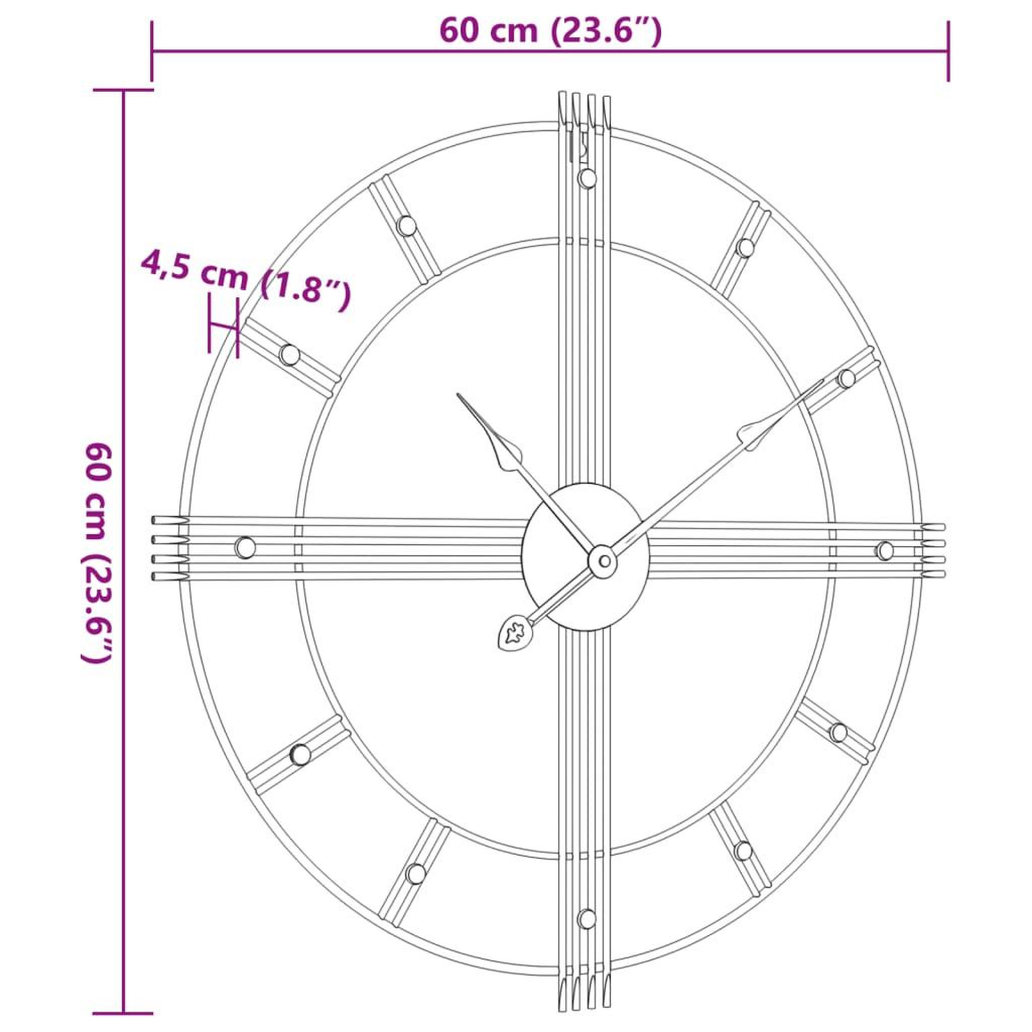 Voir la diapositive 6 : VIDAXL Horloge murale noir Ø60 cm fer