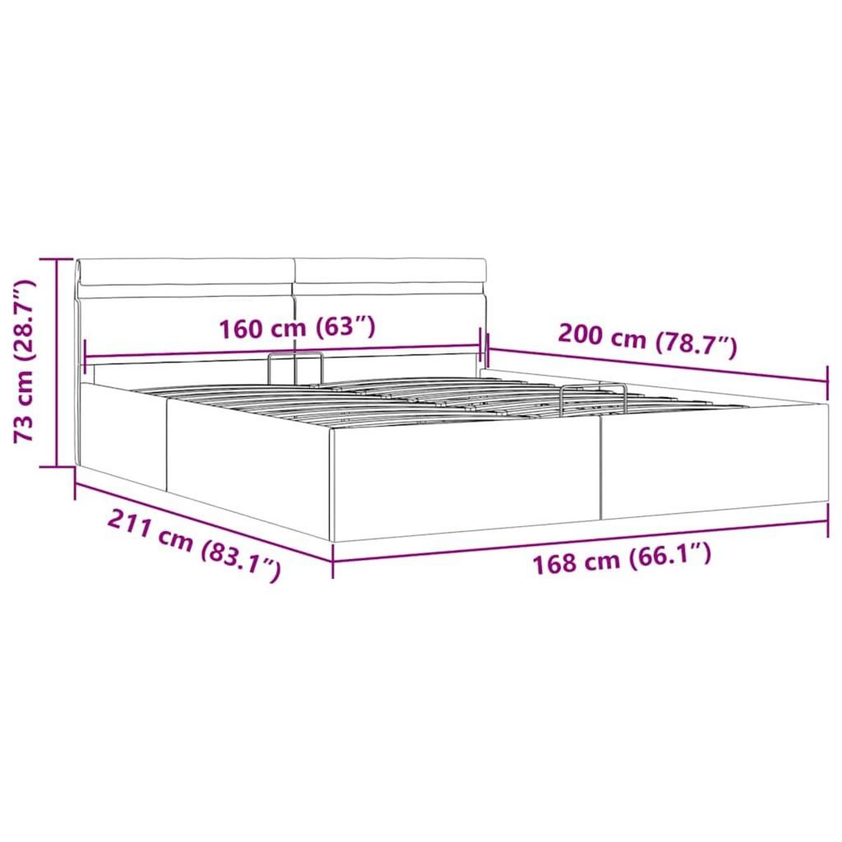 VIDAXL Cadre de lit a rangement hydraulique sans matelas 160x200 cm