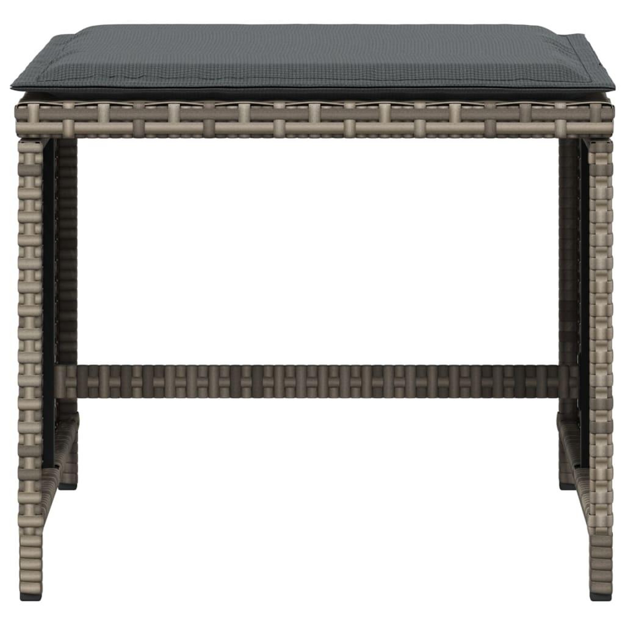 Voir la diapositive 5 : VIDAXL Tabourets de jardin avec coussins lot de 4 gris resine tressee