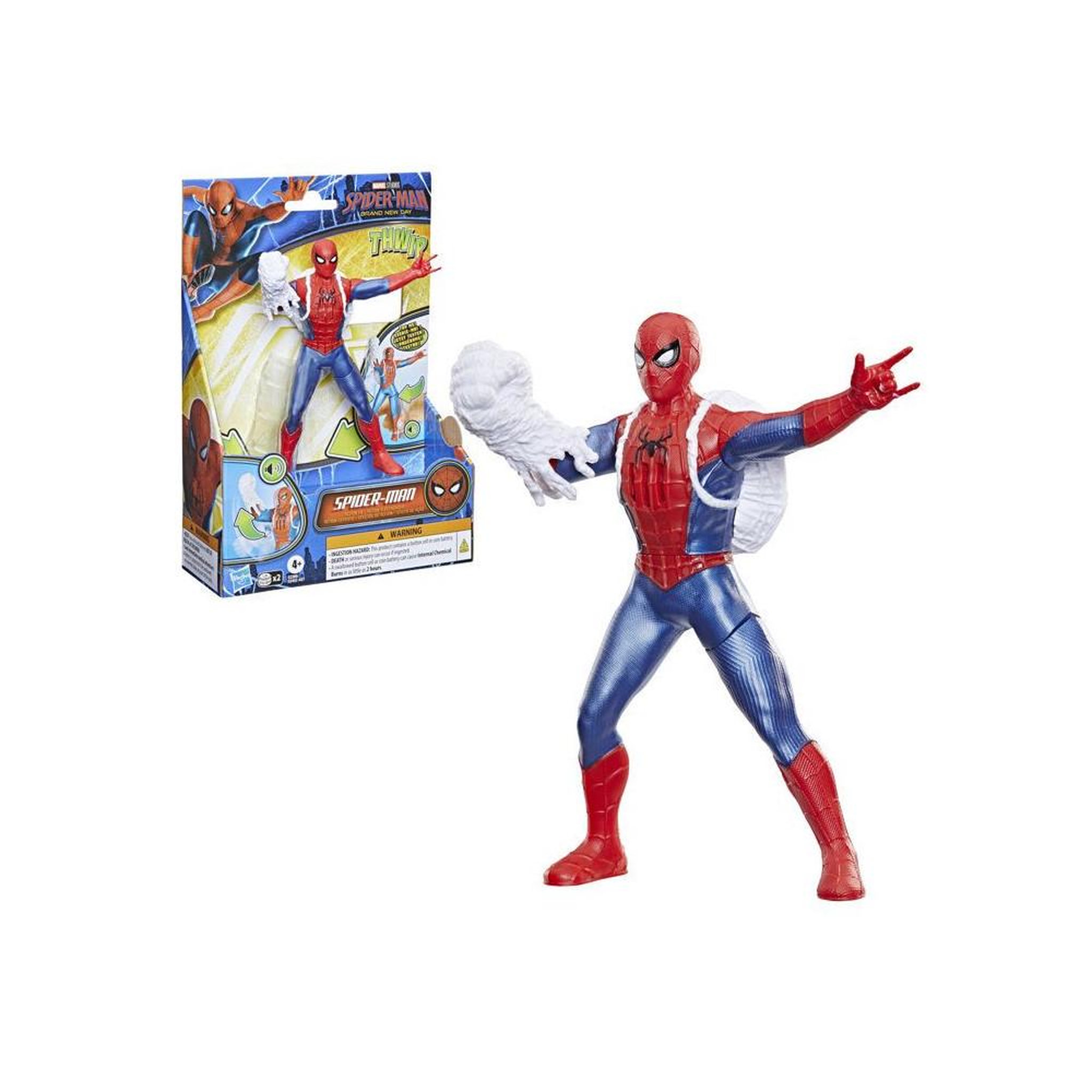 HASBRO Cd? Non — marvel spider-man action fx figurine électronique 15 cm avec effets sonores, coup de poing en toile, plastique rouge et bleu, dès 4 ans