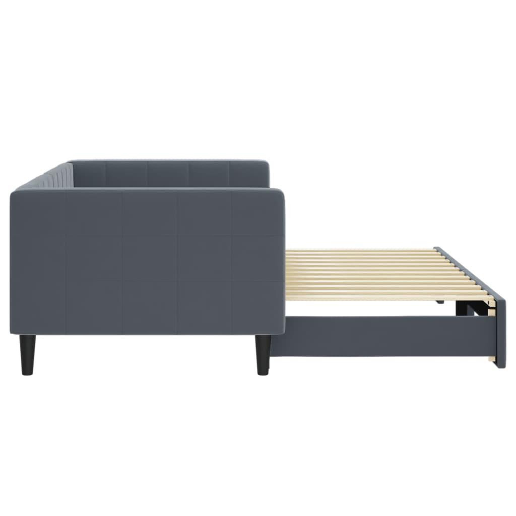Voir la diapositive 4 : VIDAXL Lit de jour avec gigogne sans matelas gris fonce 90x200 cm