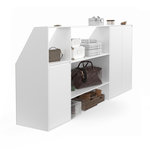 ID MARKET Ensemble étagère 2 niveaux, armoire 2 portes et armoire 1 porte + 1 niche sous pente TOMI blanc