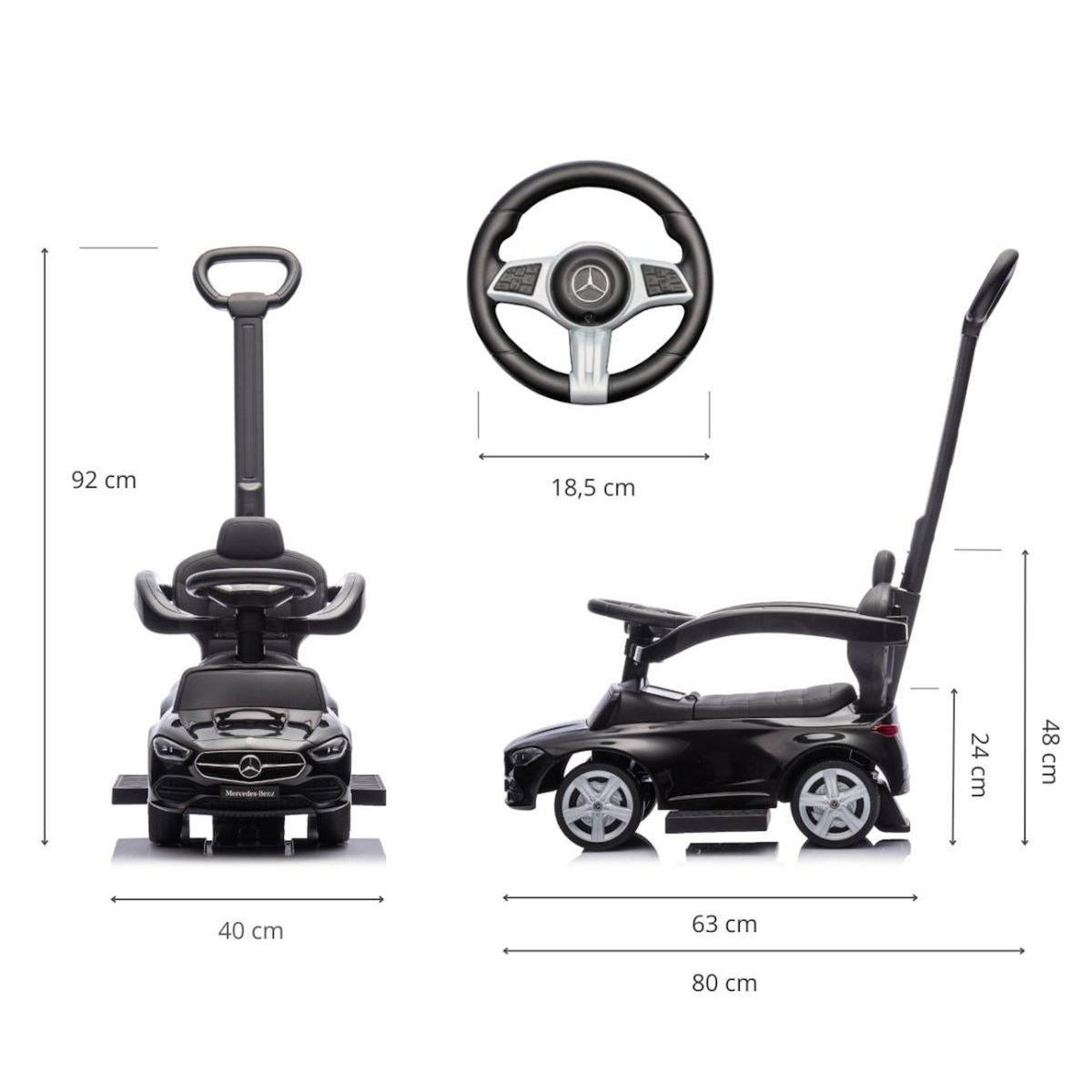 MILLY MALLY Porteur à pousser MERCEDES C-Class Noir