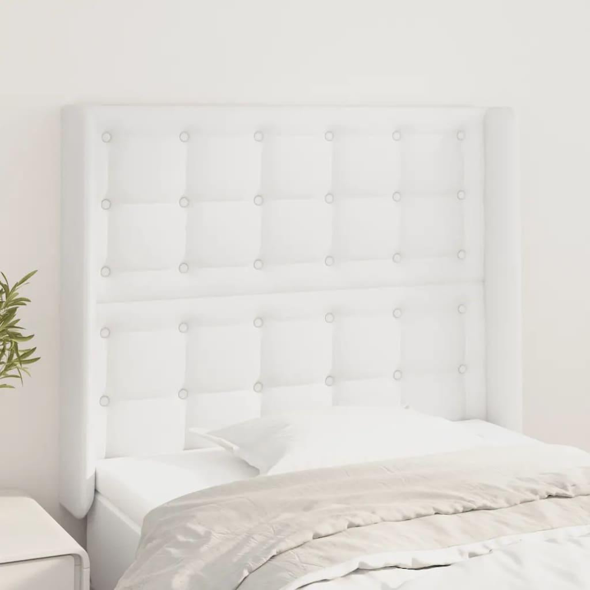 Voir la diapositive 1 : VIDAXL Tete de lit avec oreilles Blanc 103x16x118/128 cm Similicuir