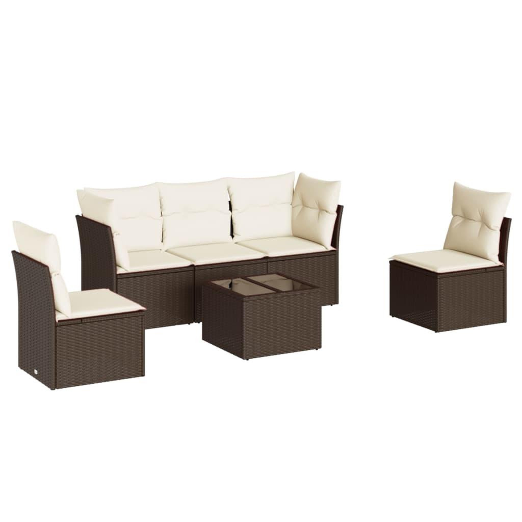 Voir la diapositive 2 : VIDAXL Salon de jardin avec coussins 6 pcs marron resine tressee