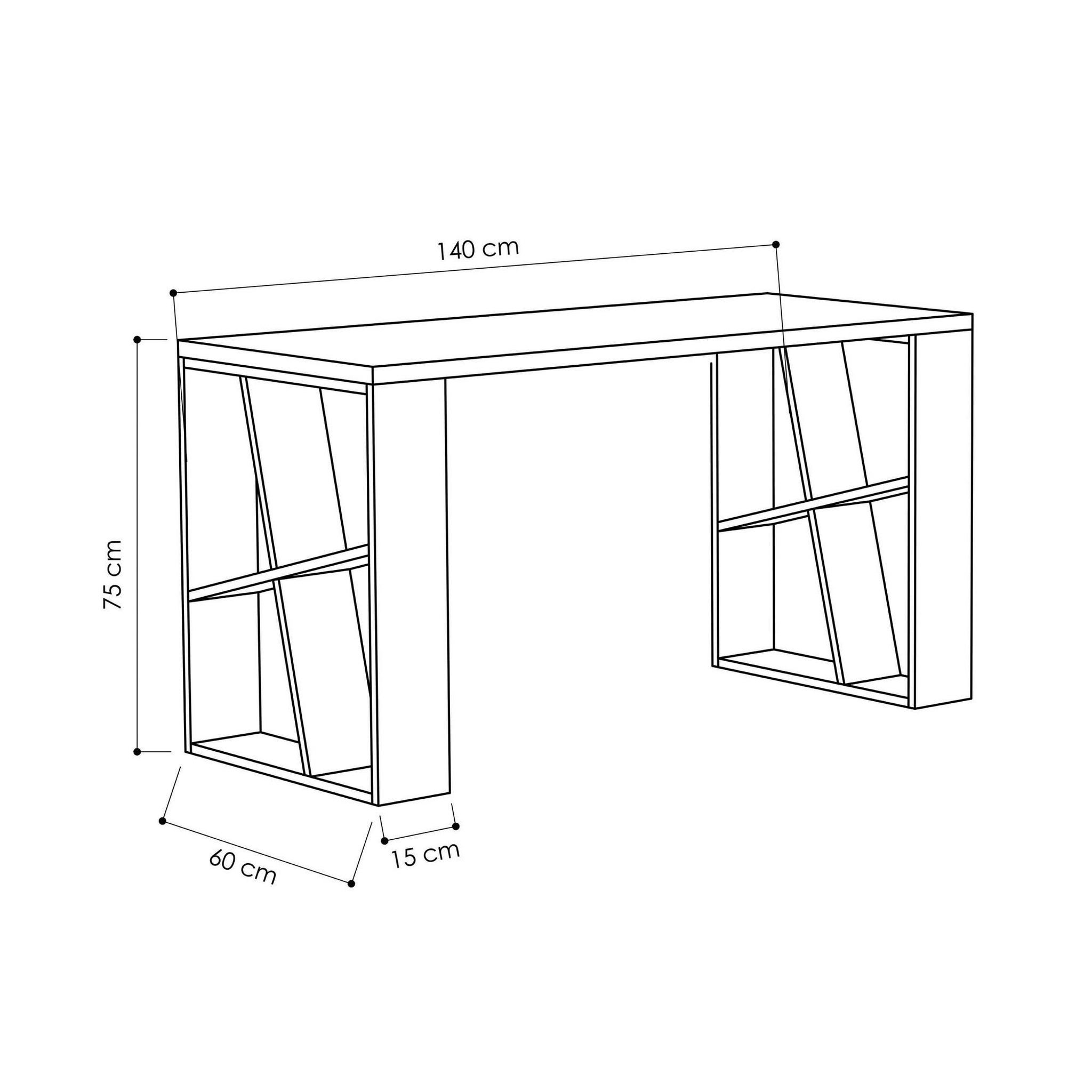 Voir la diapositive 4 : Habitat et Jardin Bureau en bois  honey  - 140 x 60 x 75 cm - chêne blanc