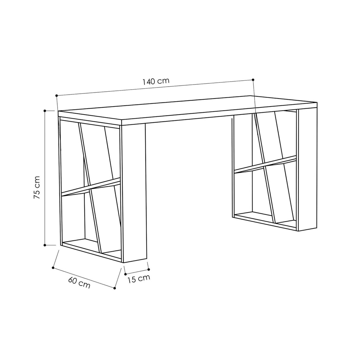 Habitat et Jardin Bureau en bois  Honey  - 140 x 60 x 75 cm - Chêne blanc