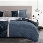 ATELIER DU COTON Parure housse de couette 100% coton 57fils arabesque. Coloris disponibles : Multicolore