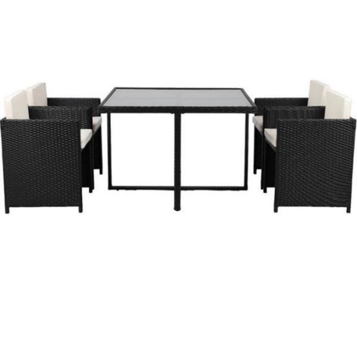 BEAU RIVAGE Ensemble repas encastrable 4 personnes MALA résine tressée noir