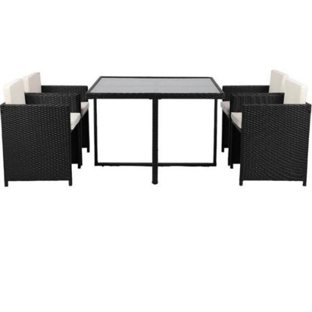 BEAU RIVAGE Ensemble repas encastrable 4 personnes MALA résine tressée noir