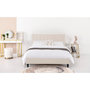 Voir la diapositive 2 : CONCEPT USINE Lit 140x190 cm en velours beige CAMBRIDGE