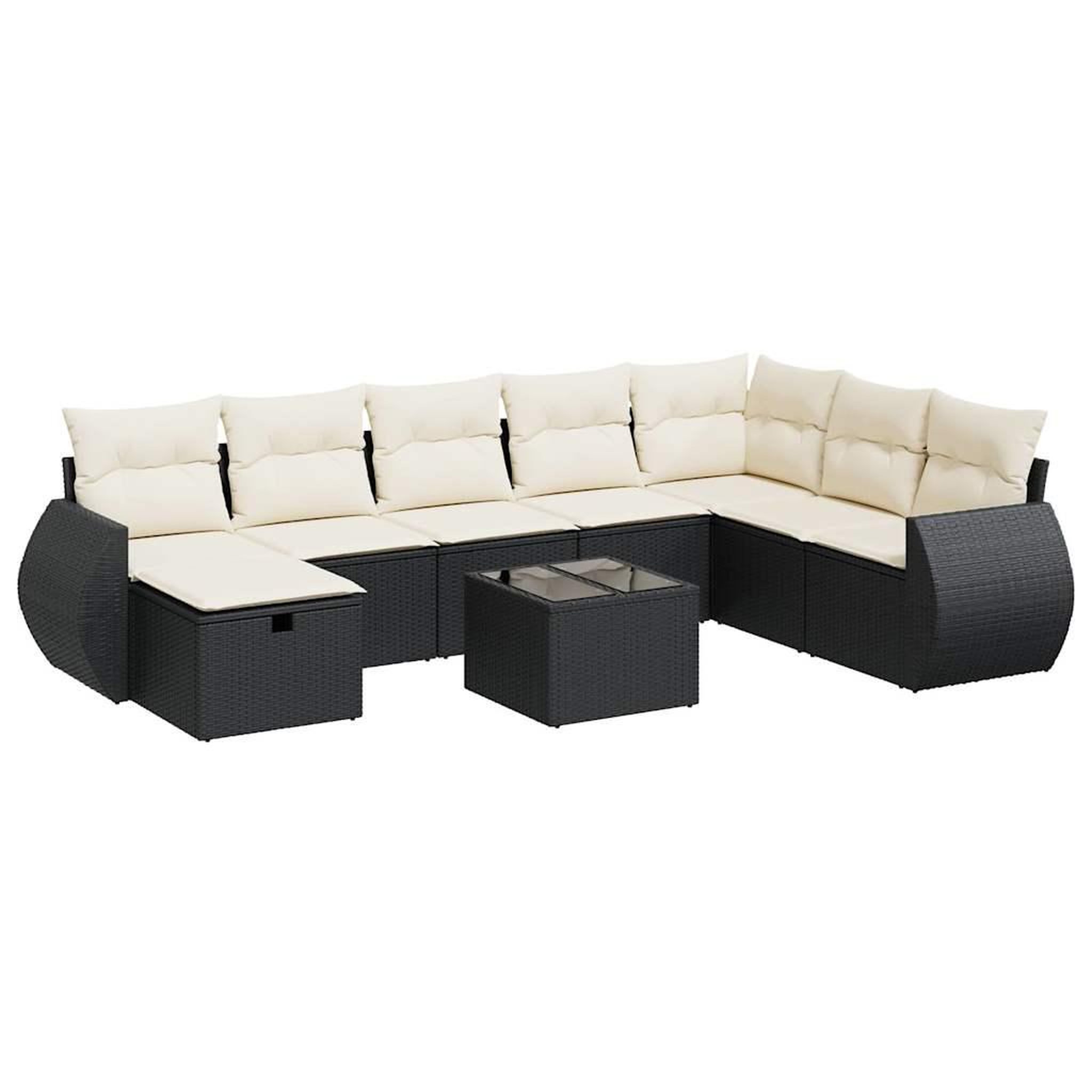 Voir la diapositive 2 : VIDAXL Salon de jardin 9 pcs avec coussins noir resine tressee