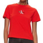 CALVIN KLEIN JEANS T shirt  Femme Calvin Klein Jeans Monologo Baby. Coloris disponibles : Rouge