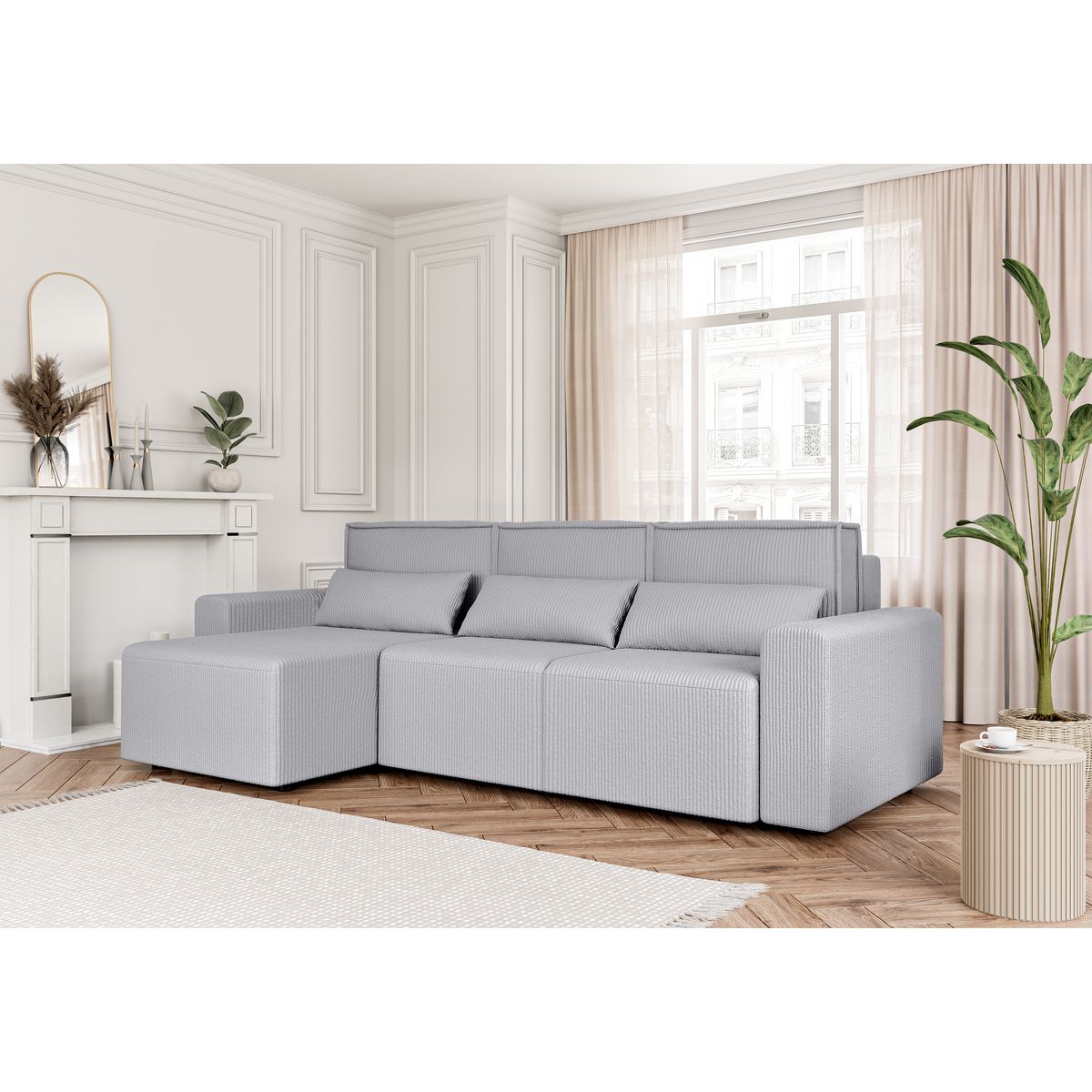 Canapé d'angle convertible et réversible velours côtelé JOY