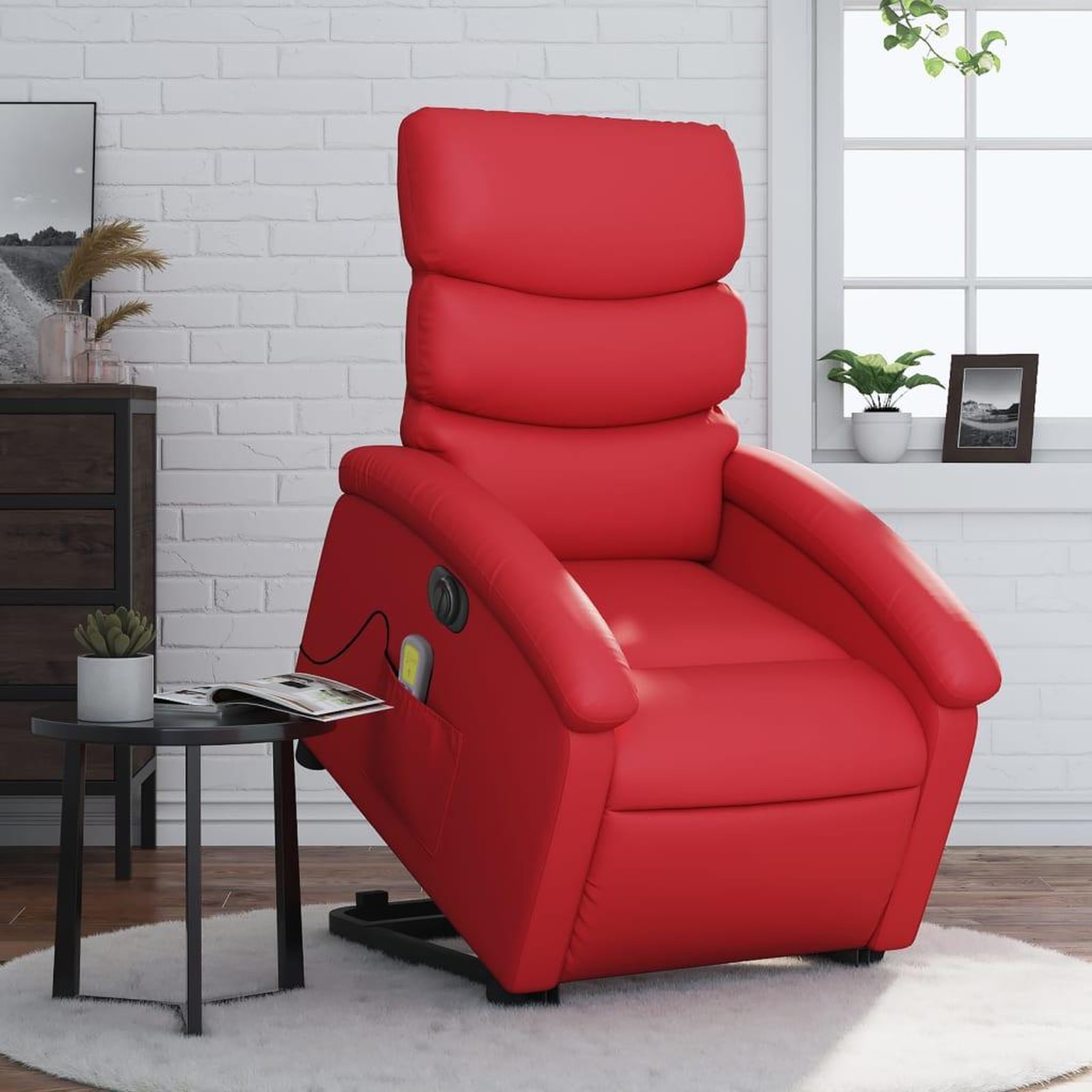 VIDAXL Fauteuil inclinable de massage electrique rouge similicuir