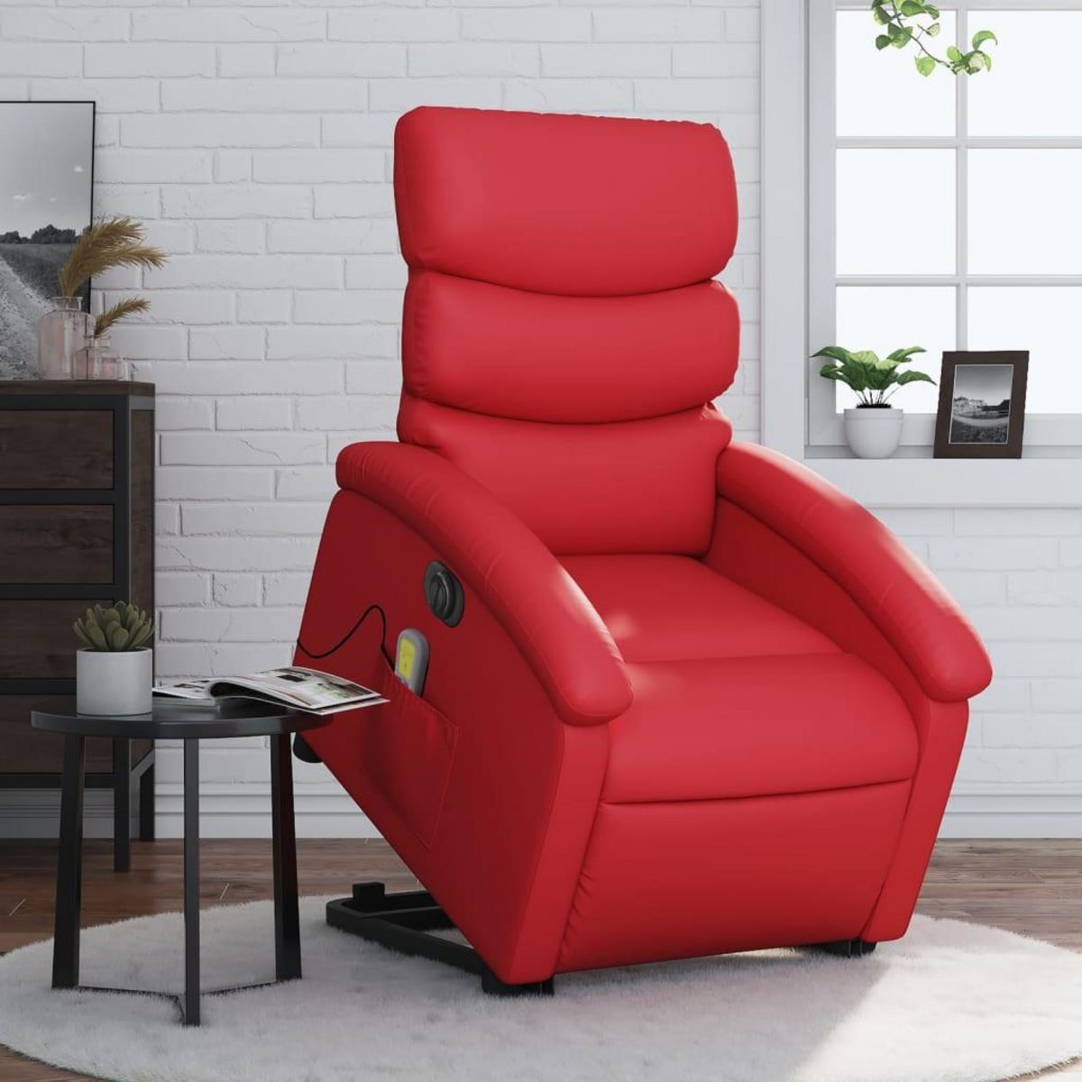 VIDAXL Fauteuil inclinable de massage electrique rouge similicuir