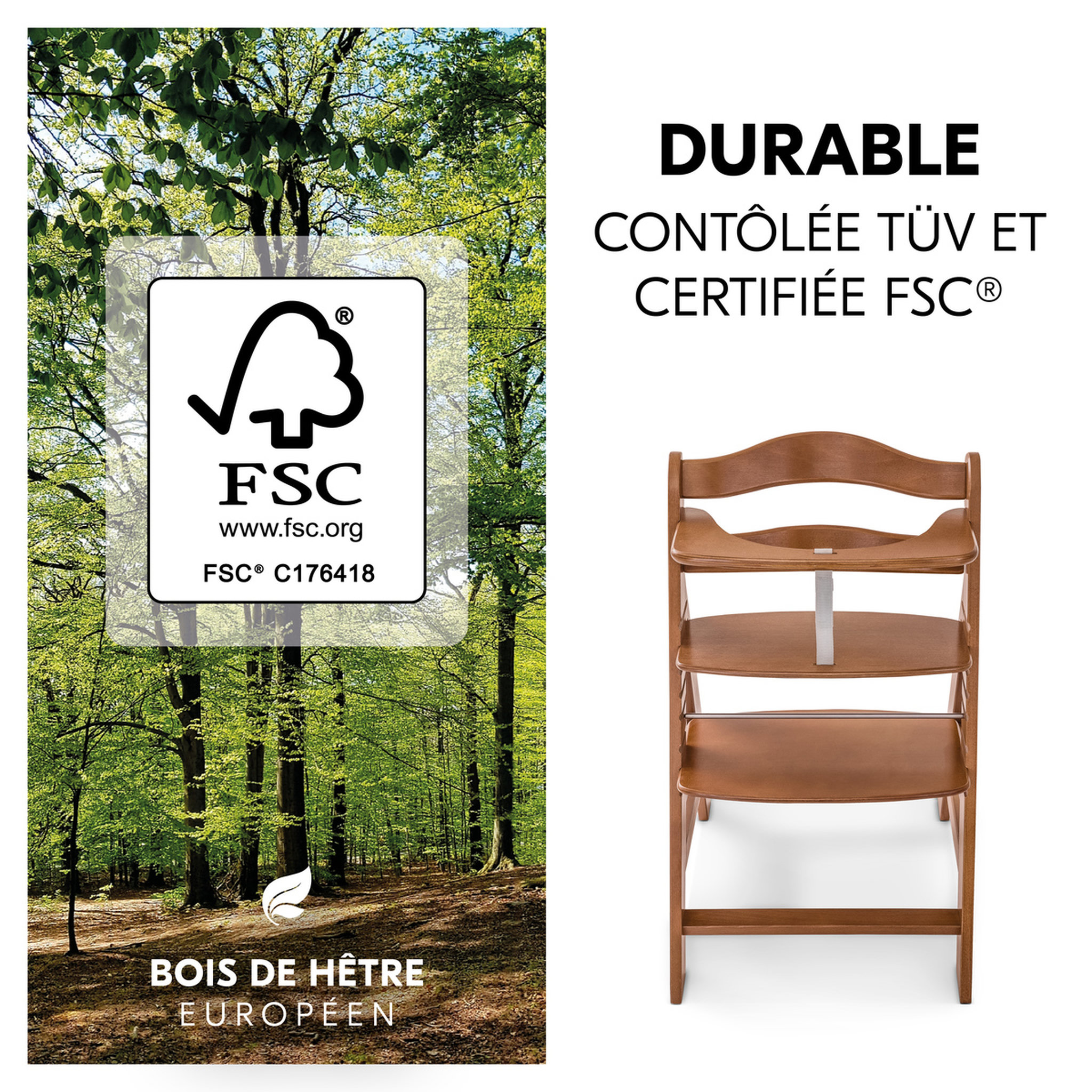 Voir la diapositive 3 : HAUCK Chaise haute en bois Alpha+B
