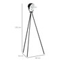 Voir la diapositive 3 : HOMCOM Lampadaire trépied style industriel abat-jour ajustable E27 40W max. dim. 60L x 54l x 135H cm métal noir blanc