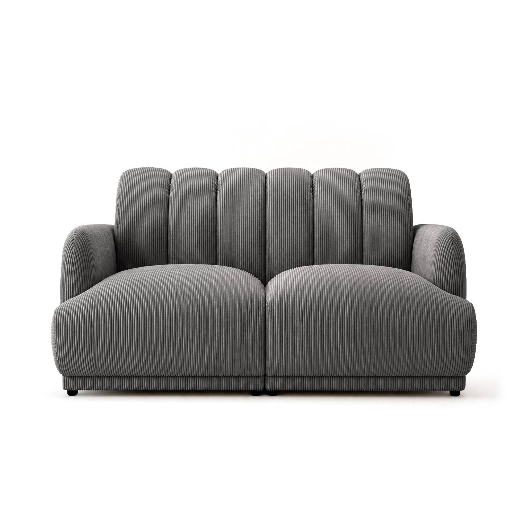Voir la diapositive 1 : BEST MOBILIER Luigi - canapé droit 3 places en velours côtelé